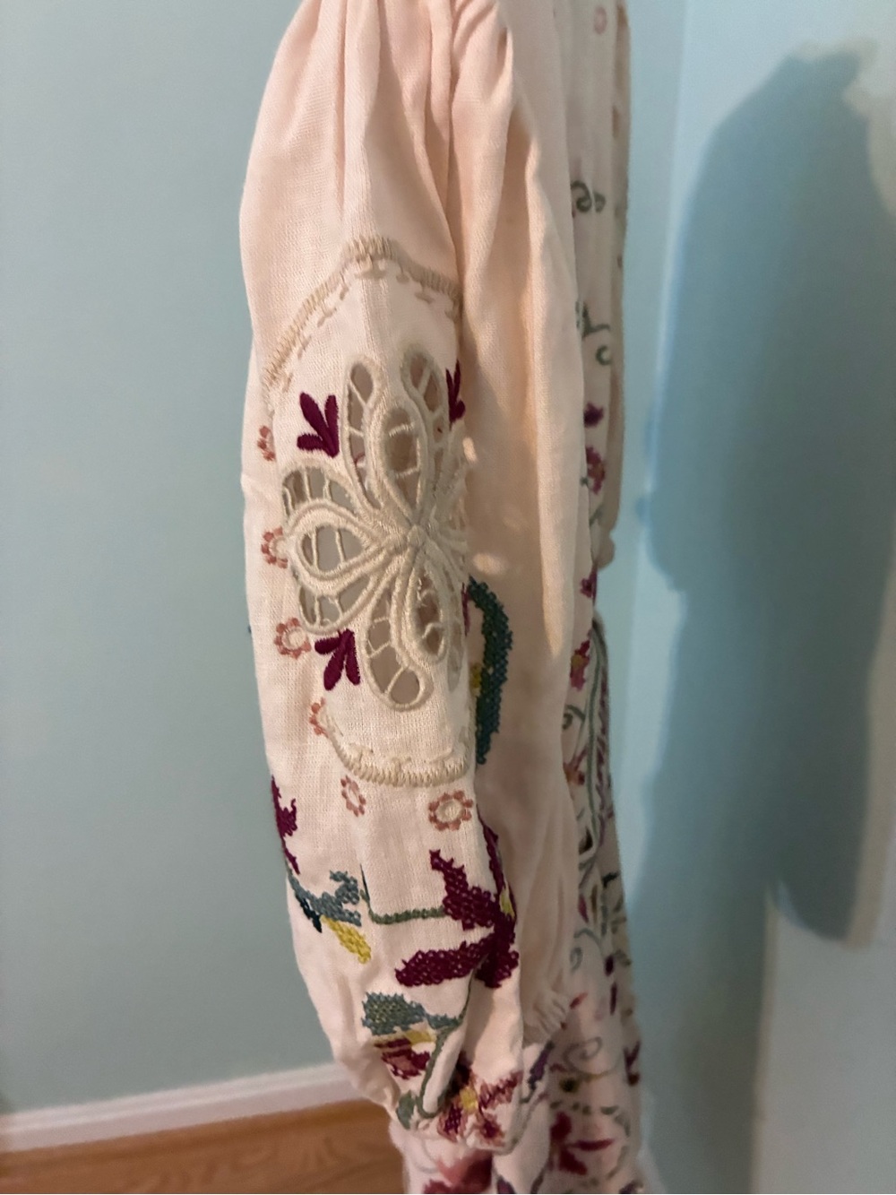 Caroline Constas Cream Mini Dress with Multicolor Floral Embroidery - Picture 5 of 9